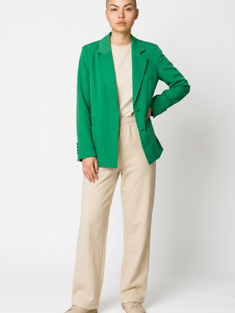 Tailored Green Women's Blazer - Single-Breasted
